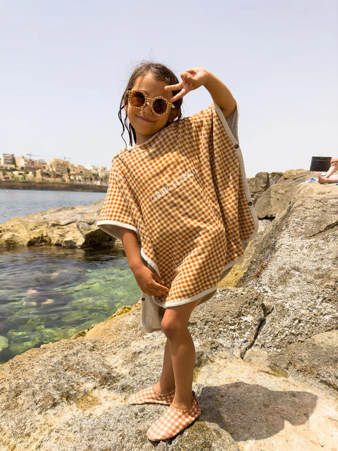 Round Sustainable Polarized Sunglasses 圓款小童太陽眼鏡 - Sienna Gingham