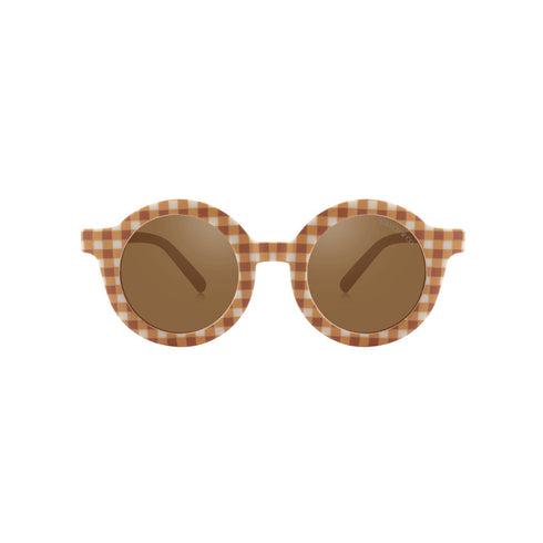 Round Sustainable Polarized Sunglasses 圓款小童太陽眼鏡 - Sienna Gingham