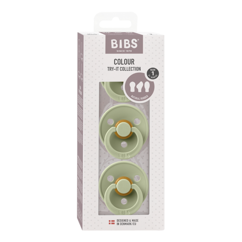Bibs Try-it Colour 3 Pkg 天然橡膠奶嘴3款試用套裝 - Sage